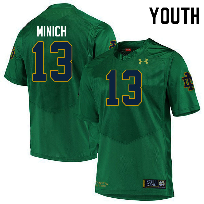 Youth #13 Benjamin Minich Notre Dame Fighting Irish College Football Jerseys Stitched-Green